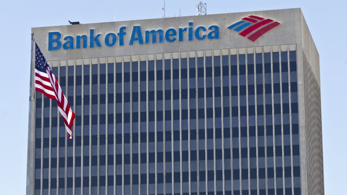 Een afbeelding van het hoofdkantoor van de Bank of America in Las Vegas