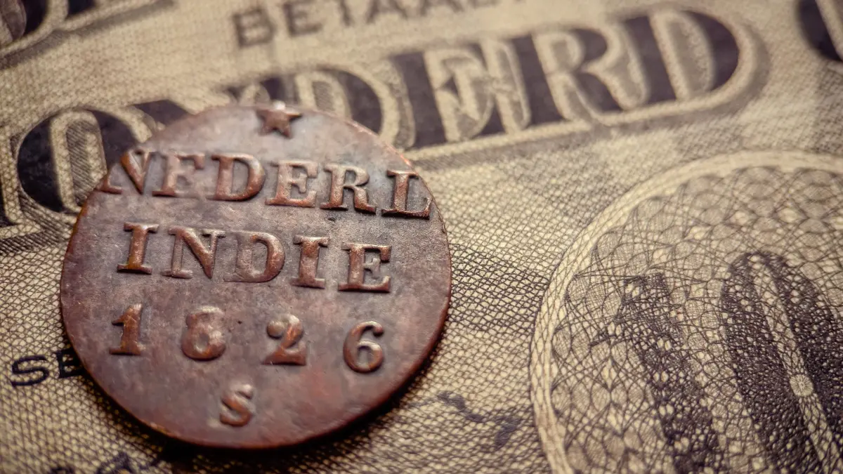 Een afbeelding van een munt van Nederlands Indie in de tijd van de koloniale bezetting Een afbeelding van een munt van Nederlands Indie in de tijd van de koloniale bezetting